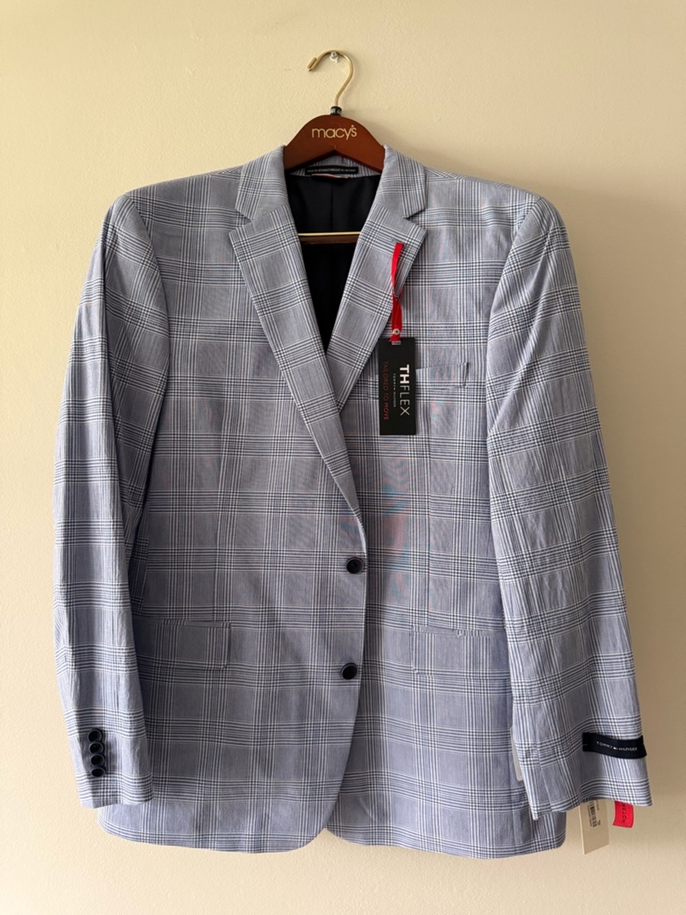 Tommy Hilfiger THFlex "Tailored to Move" Plaid Blazer size 44 reg NEW